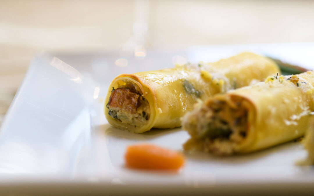 Cannelloni vegetali della cucina naturale e genuina in hotel a Coassolo nelle Valli di Lanzo vicino Torino