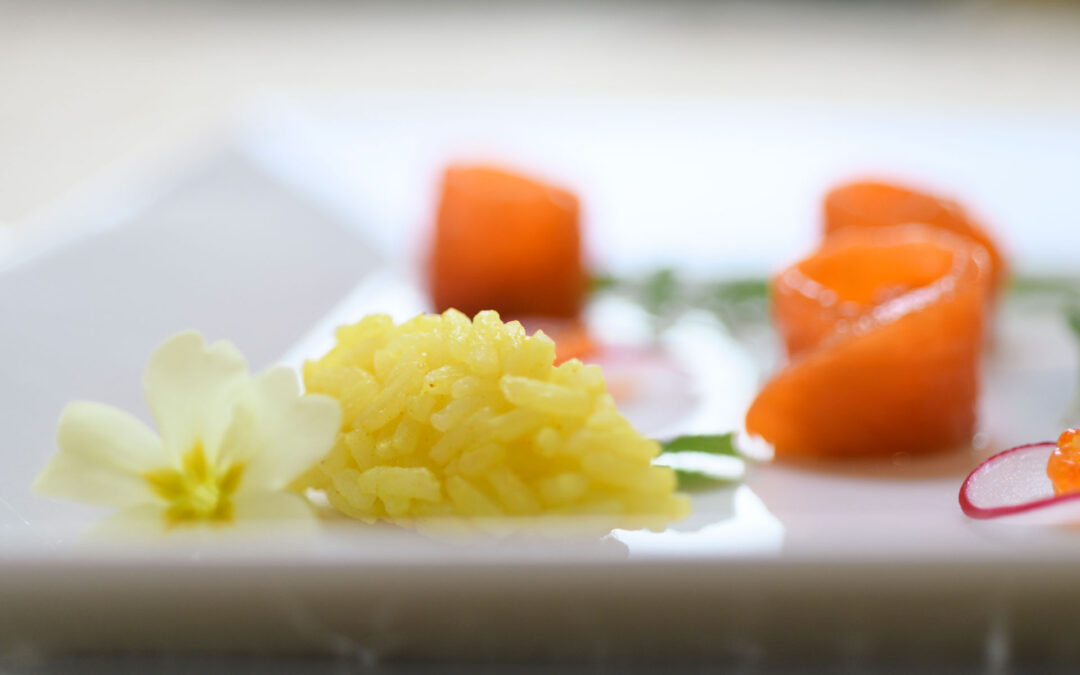 Trota salmonata gourmet con cucina sana e ingredienti di stagione nel ristorante a Coassolo nelle Valli di Lanzo